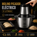 Picador Eléctrico de Acero Inoxidable 2 Litros – 4 Cuchillas, Multifunción y ¡PROMO! de descuento.